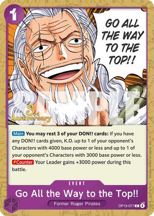 Go All the Way to the Top!! (OP13-077) - Carrying On His Will: 3rd Anniversary Tournament Cards | Grognard Games