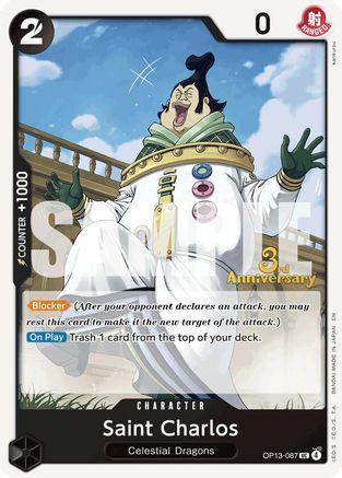 Saint Charlos (OP13-087) - Carrying On His Will: 3rd Anniversary Tournament Cards | Grognard Games