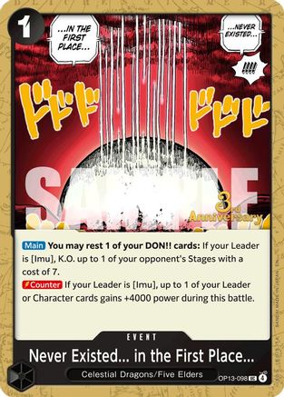 Never Existed... in the First Place... (OP13-098) - Carrying On His Will: 3rd Anniversary Tournament Cards | Grognard Games