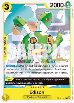 Edison (OP13-102) - Carrying On His Will: 3rd Anniversary Tournament Cards | Grognard Games