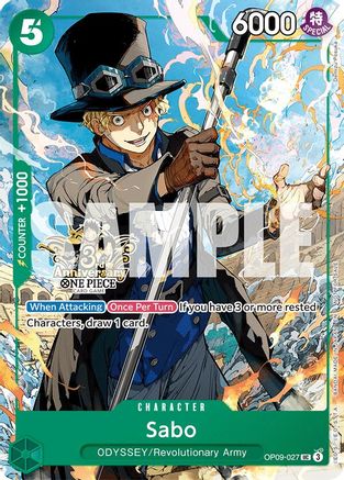 Sabo - OP09-027 (3rd Anniversary Tournament 3 Brothers Pack) (OP09-027) - Carrying On His Will: 3rd Anniversary Tournament Cards | Grognard Games
