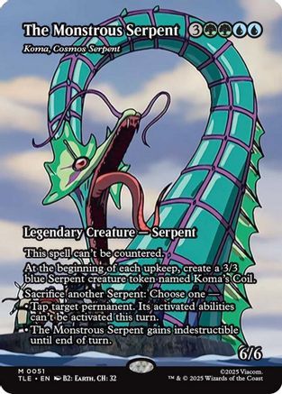 The Monstrous Serpent - Koma, Cosmos Serpent (Borderless) (TLE-051) - Avatar: The Last Airbender: Eternal-Legal | Grognard Games
