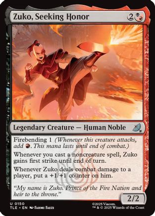 Zuko, Seeking Honor (TLE-150) - Avatar: The Last Airbender: Eternal-Legal Foil | Grognard Games