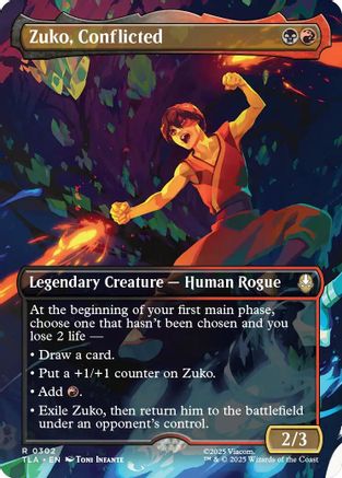 Zuko, Conflicted (Borderless) (TLA-302) - Avatar: The Last Airbender Foil | Grognard Games
