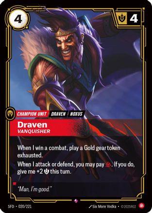 Draven - Vanquisher (020/221) - Spiritforged Foil | Grognard Games
