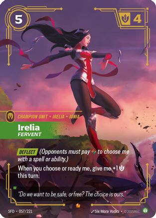 Irelia - Fervent (057/221) - Spiritforged Foil | Grognard Games