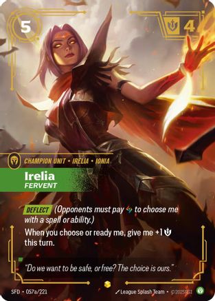 Irelia - Fervent (Alternate Art) (057a/221) - Spiritforged Foil | Grognard Games