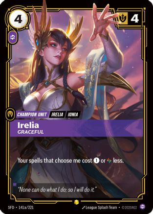 Irelia - Graceful (Alternate Art) (141a/221) - Spiritforged Foil | Grognard Games
