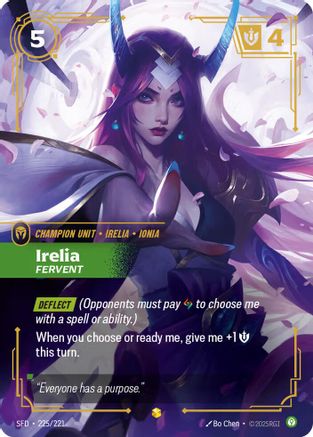 Irelia - Fervent (Overnumbered) (225/221) - Spiritforged Foil | Grognard Games