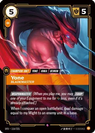 Yone - Blademaster (116/221) - Spiritforged Foil | Grognard Games