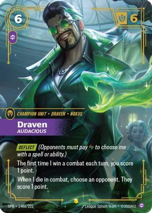 Draven - Audacious (Alternate Art) (148a/221) - Spiritforged Foil | Grognard Games