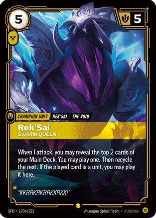 Rek'Sai - Swarm Queen (Alternate Art) (170a/221) - Spiritforged Foil | Grognard Games