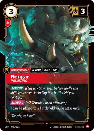 Rengar - Pouncing (025/221) - Spiritforged Foil | Grognard Games