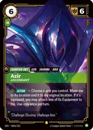 Azir - Ascendant (Alternate Art) (050a/221) - Spiritforged Foil | Grognard Games
