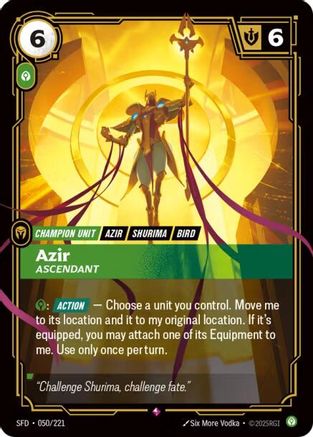 Azir - Ascendant (050/221) - Spiritforged Foil | Grognard Games