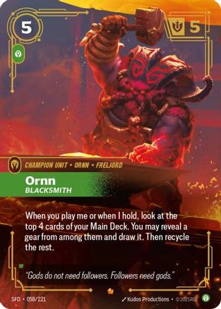 Ornn - Blacksmith (058/221) - Spiritforged Foil | Grognard Games
