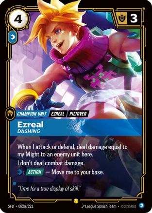 Ezreal - Dashing (Alternate Art) (082a/221) - Spiritforged Foil | Grognard Games