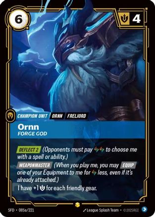Ornn - Forge God (Alternate Art) (085a/221) - Spiritforged Foil | Grognard Games