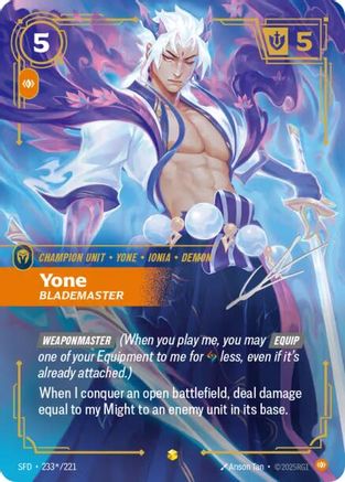 Yone - Blademaster (Signature) (233*/221) - Spiritforged Foil | Grognard Games