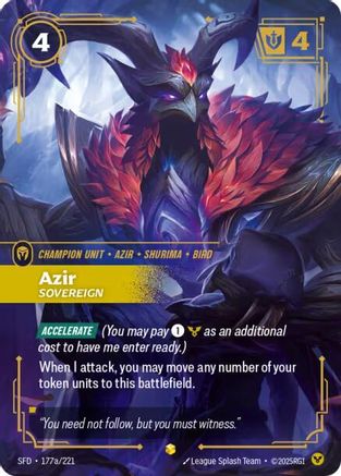 Azir - Sovereign (Alternate Art) (177a/221) - Spiritforged Foil | Grognard Games