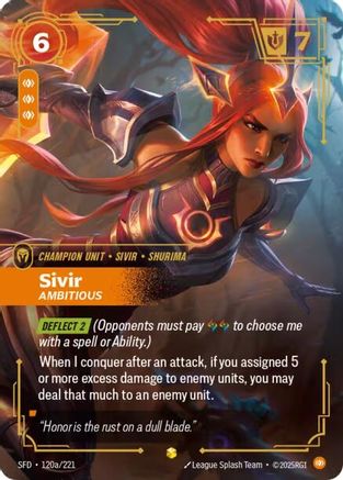 Sivir - Ambitious (Alternate Art) (120a/221) - Spiritforged Foil | Grognard Games