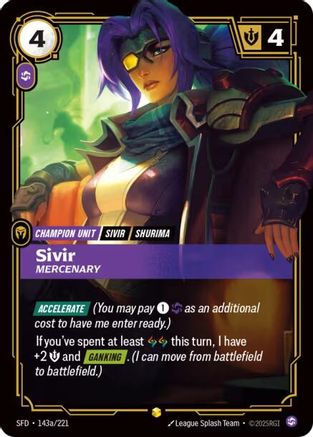 Sivir - Mercenary (Alternate Art) (143a/221) - Spiritforged Foil | Grognard Games