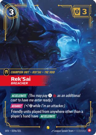 Rek'Sai - Breacher (Alternate Art) (029a/221) - Spiritforged Foil | Grognard Games