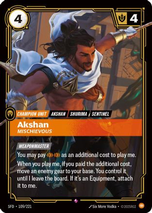 Akshan - Mischievous (109/221) - Spiritforged Foil | Grognard Games