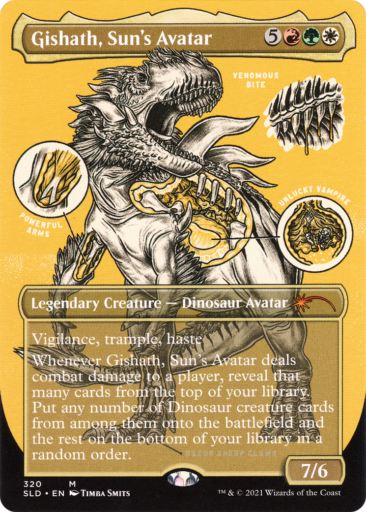 Gishath, Sun's Avatar (SLD-320) - Secret Lair Drop (Borderless) Etched Foil | Grognard Games