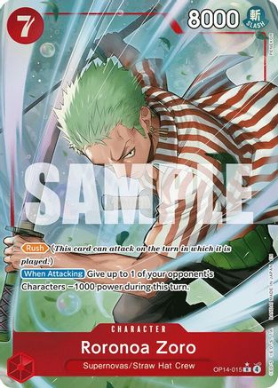 Roronoa Zoro - OP14-015 (Alternate Art) (OP14-015) - The Azure Sea's Seven Foil | Grognard Games