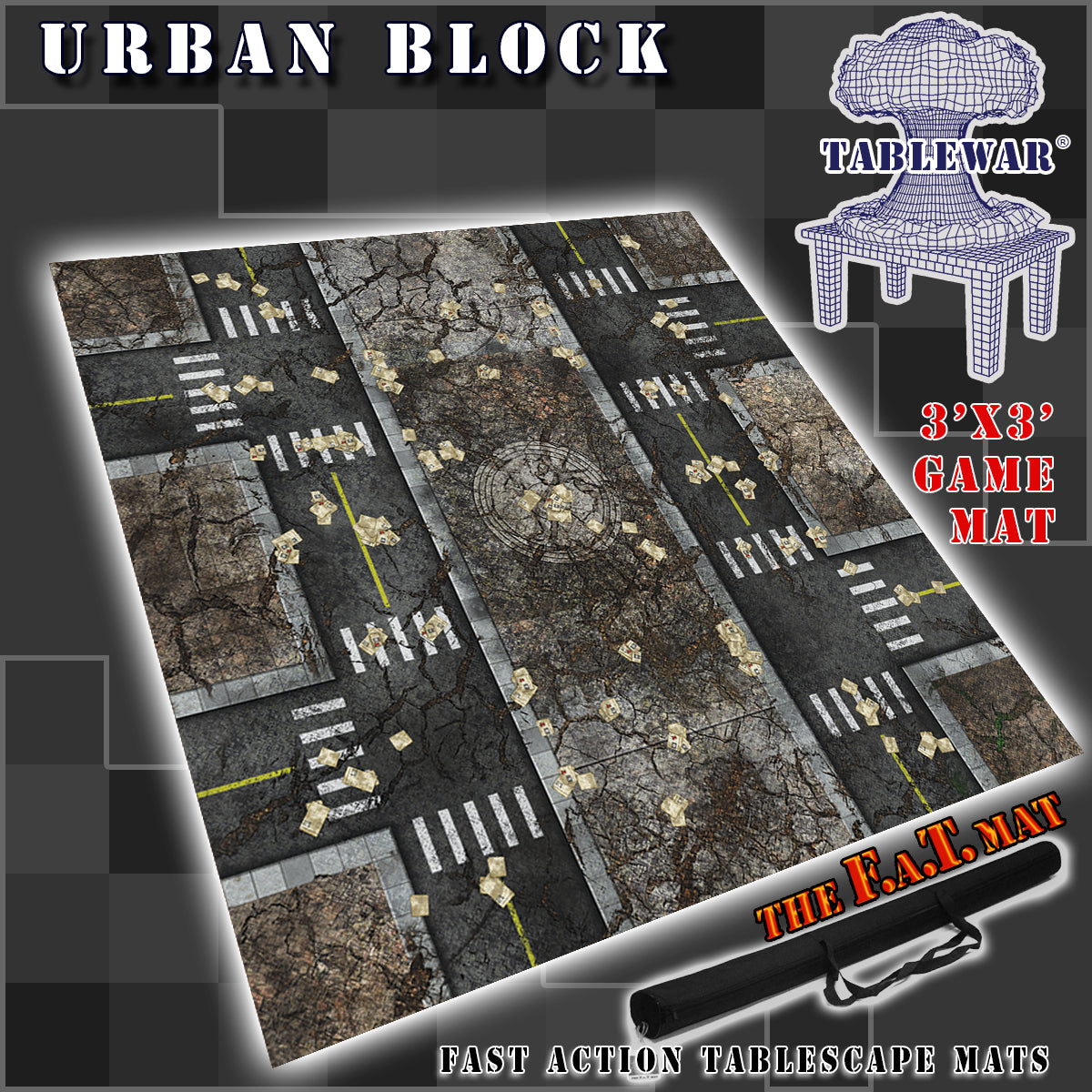 3x3 'Urban Block' F.A.T. Mat Gaming Mat | Grognard Games
