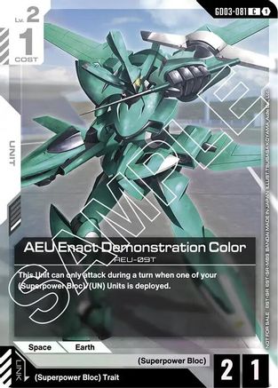 AEU Enact Demonstration Color (Store Tournament Participant Pack 03) - Gundam Promotional Cards (GD03-081) Holofoil | Grognard Games