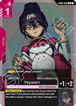 Nyaan (Store Tournament Participant Pack 03) - Gundam Promotional Cards (GD03-092) Holofoil | Grognard Games