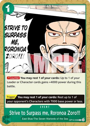 Strive to Surpass me, Roronoa Zoro!!! (OP14-036) - The Azure Sea's Seven | Grognard Games