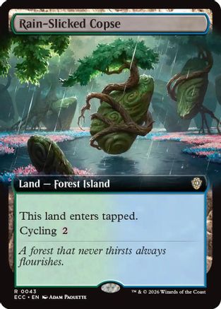 Rain-Slicked Copse (Extended Art) (ECC-043) - Commander: Lorwyn Eclipsed | Grognard Games