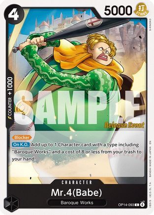 Mr.4(Babe) (OP14-093) - The Azure Sea's Seven Release Event Cards | Grognard Games