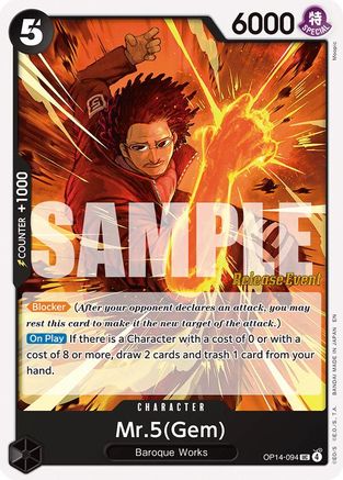 Mr.5(Gem) (OP14-094) - The Azure Sea's Seven Release Event Cards | Grognard Games