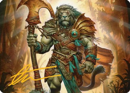 Ajani, Outland Chaperone Art Card (Gold-Stamped Signature) (ASECL-028) - Art Series: Lorwyn Eclipsed | Grognard Games