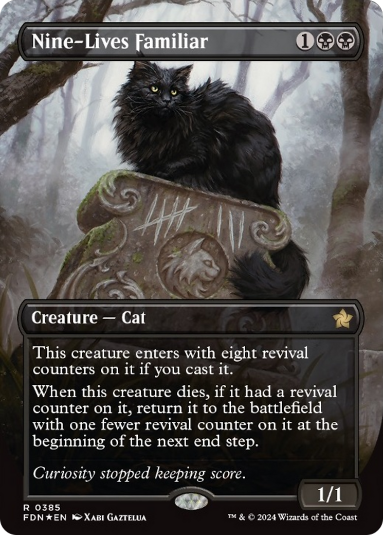 Nine-Lives Familiar (Borderless Mana Foil) [Foundations] | Grognard Games