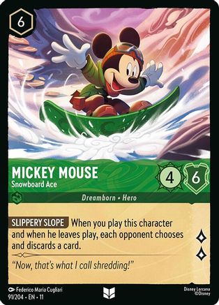 Mickey Mouse - Snowboard Ace (91/204) - Winterspell Cold Foil | Grognard Games