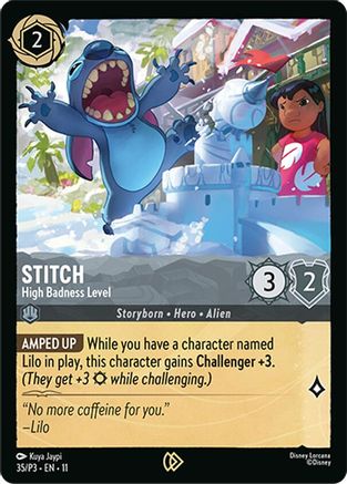 Stitch - High Badness Level (35) - Disney Lorcana Promo Cards Cold Foil | Grognard Games