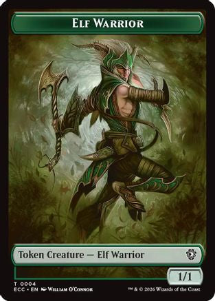 Elf Warrior (0004) // Plant (0005) Double-Sided Token (ECC-4 // 5) - Commander: Lorwyn Eclipsed Foil | Grognard Games
