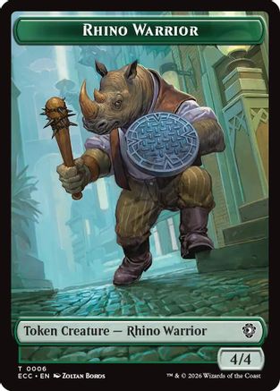 Rhino Warrior // Elemental (0010) Double-Sided Token (ECC-6 // 10) - Commander: Lorwyn Eclipsed Foil | Grognard Games