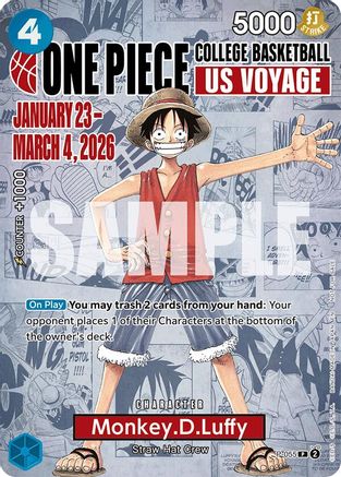 Monkey.D.Luffy (055) (College Basketball US Voyage) (P-055) - One Piece Promotion Cards Foil | Grognard Games