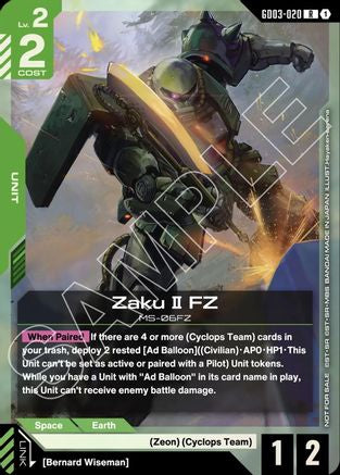 Zaku II FZ (GD03 Release Event) - Gundam Promotional Cards (GD03-020) Holofoil | Grognard Games