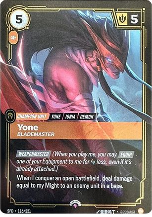 Yone - Blademaster (116/221) - Riftbound Organized Play Promotional Cards | Grognard Games