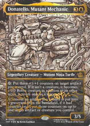 Donatello, Mutant Mechanic (Borderless) (Gold-Stamped Signature) (TMT-302) - Teenage Mutant Ninja Turtles Foil | Grognard Games