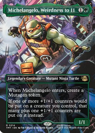 Michelangelo, Weirdness to 11 (Borderless) (TMT-214) - Teenage Mutant Ninja Turtles | Grognard Games