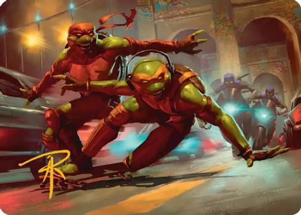 Raph & Mikey, Troublemakers Art Card (ASTMT-017) - Art Series: Teenage Mutant Ninja Turtles | Grognard Games