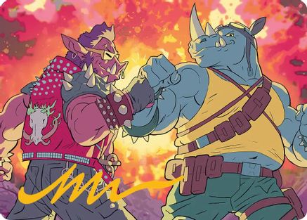 Bebop & Rocksteady Art Card (Gold-Stamped Signature) (ASTMT-029) - Art Series: Teenage Mutant Ninja Turtles | Grognard Games